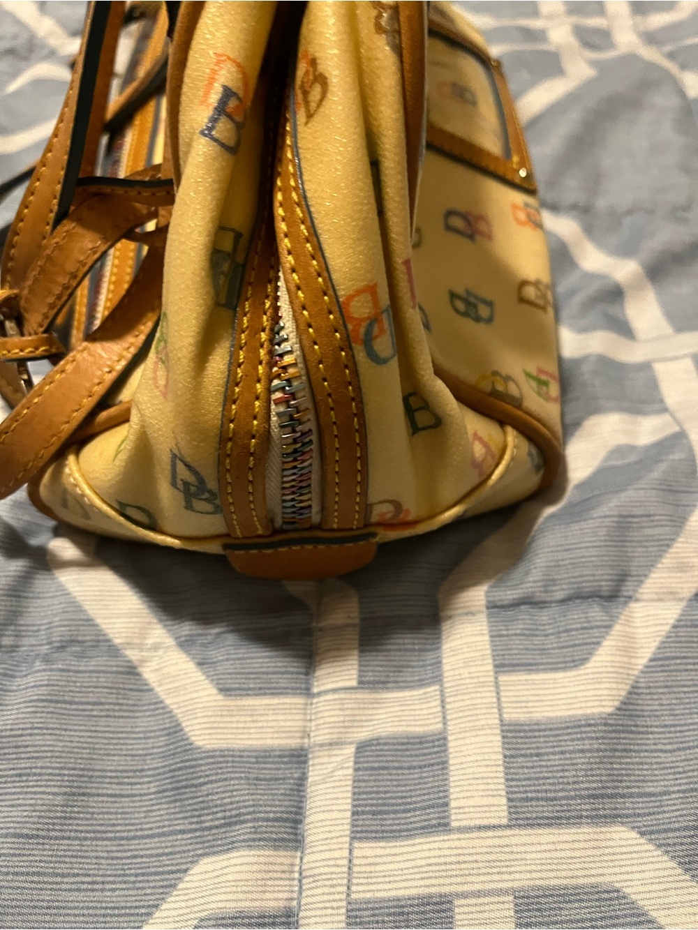 Multicolor Logo Print Women’s Satchel - Cream and Tan no UV - Picture 9 of 11